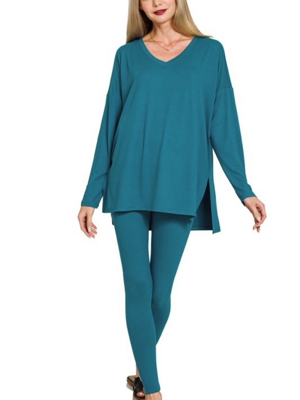 NWT 2pc Zenana TEAL BRUSHED DTY
MICROFIBER TOP BOTTOMS SET BUTTERY
SOFT